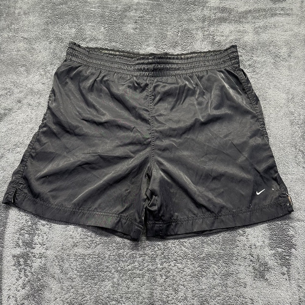 Vintage Nike Basketball Nylon Shorts Mens Medium Black Active White Tag